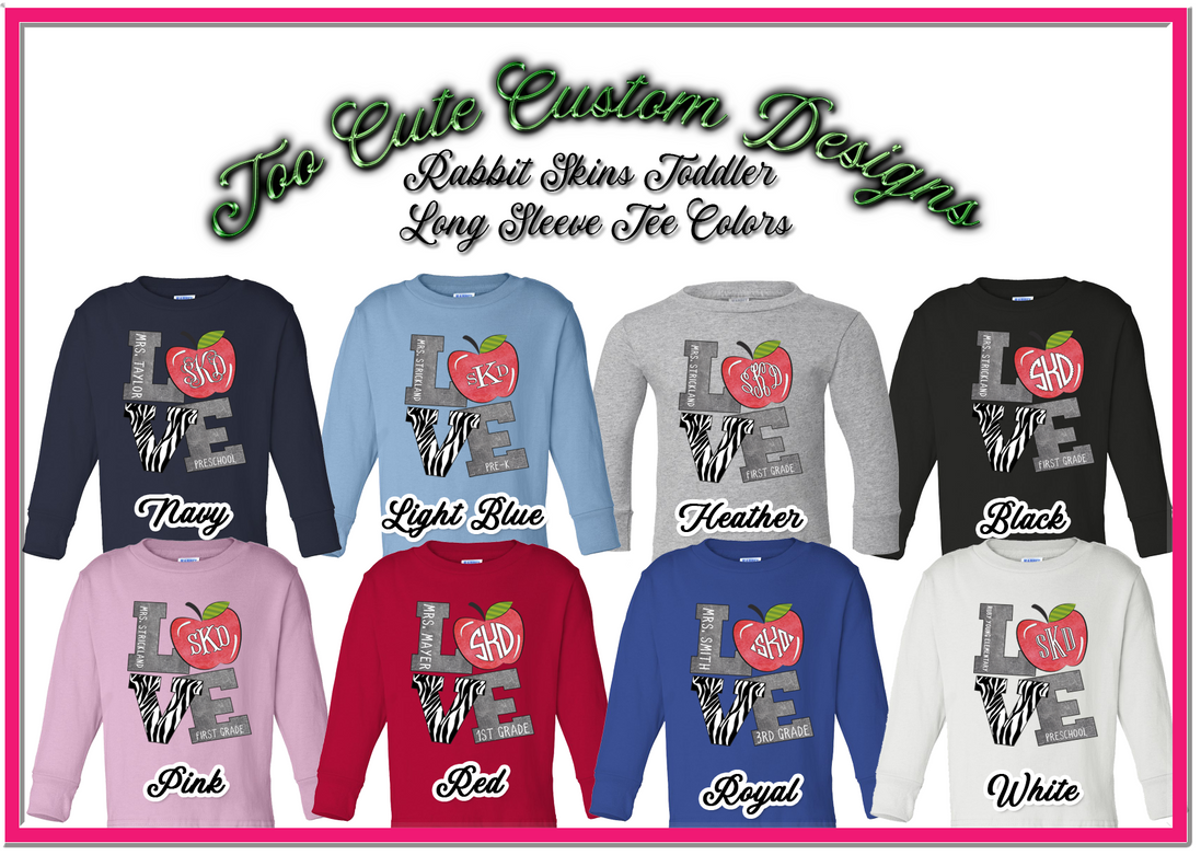 Love Zebra Apple Custom with Monogram ~ Toddler - Too Cute Custom Designs