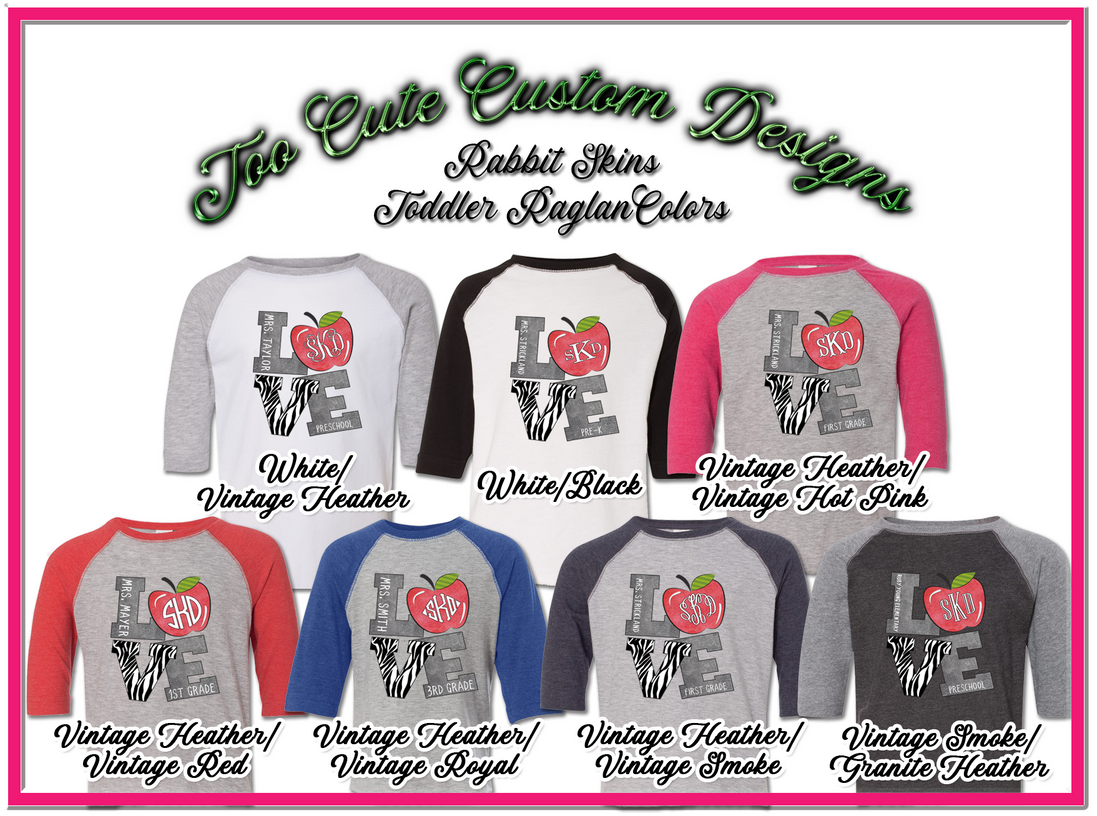 Love Zebra Apple Custom with Monogram ~ Toddler - Too Cute Custom Designs