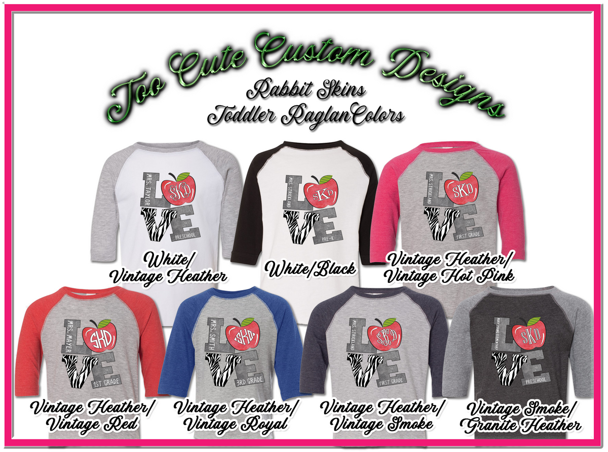 Love Zebra Apple Custom with Monogram ~ Toddler - Too Cute Custom Designs