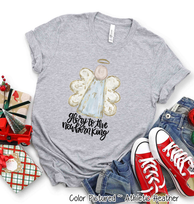 Glory to the New Born King Angel Christmas Tee