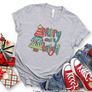 Monogrammed Merry & Bright Christmas Tree Tee