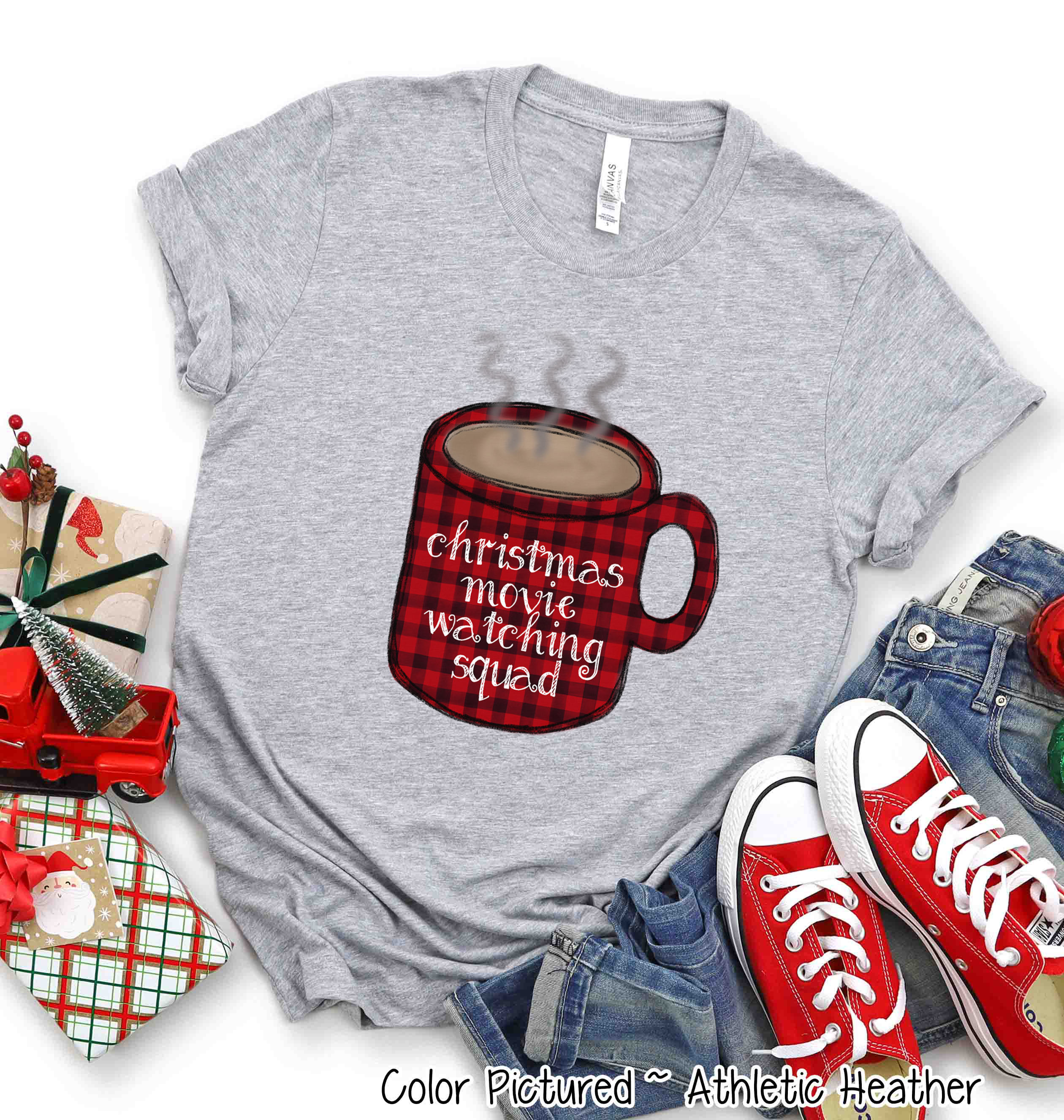 Buffalo Plaid Christmas Movie Watching Squad Tee
