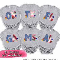 Patriotic Stars and Stripes State Abbreviation Tee~All States Available