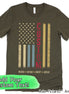 Custom Faded Patriotic Flag ~ Dad-Grandpa-Brother-Etc. Distressed Cream, Blue, Khaki Flag Tee