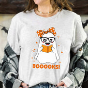 Booooooks Girl Ghost Halloween Tee