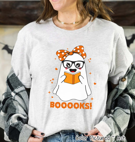 Booooooks Girl Ghost Halloween Tee