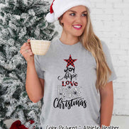Peace Love Joy Word Art Christmas Tree Tee