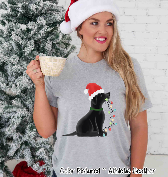 Black Lab Dog Christmas Tee