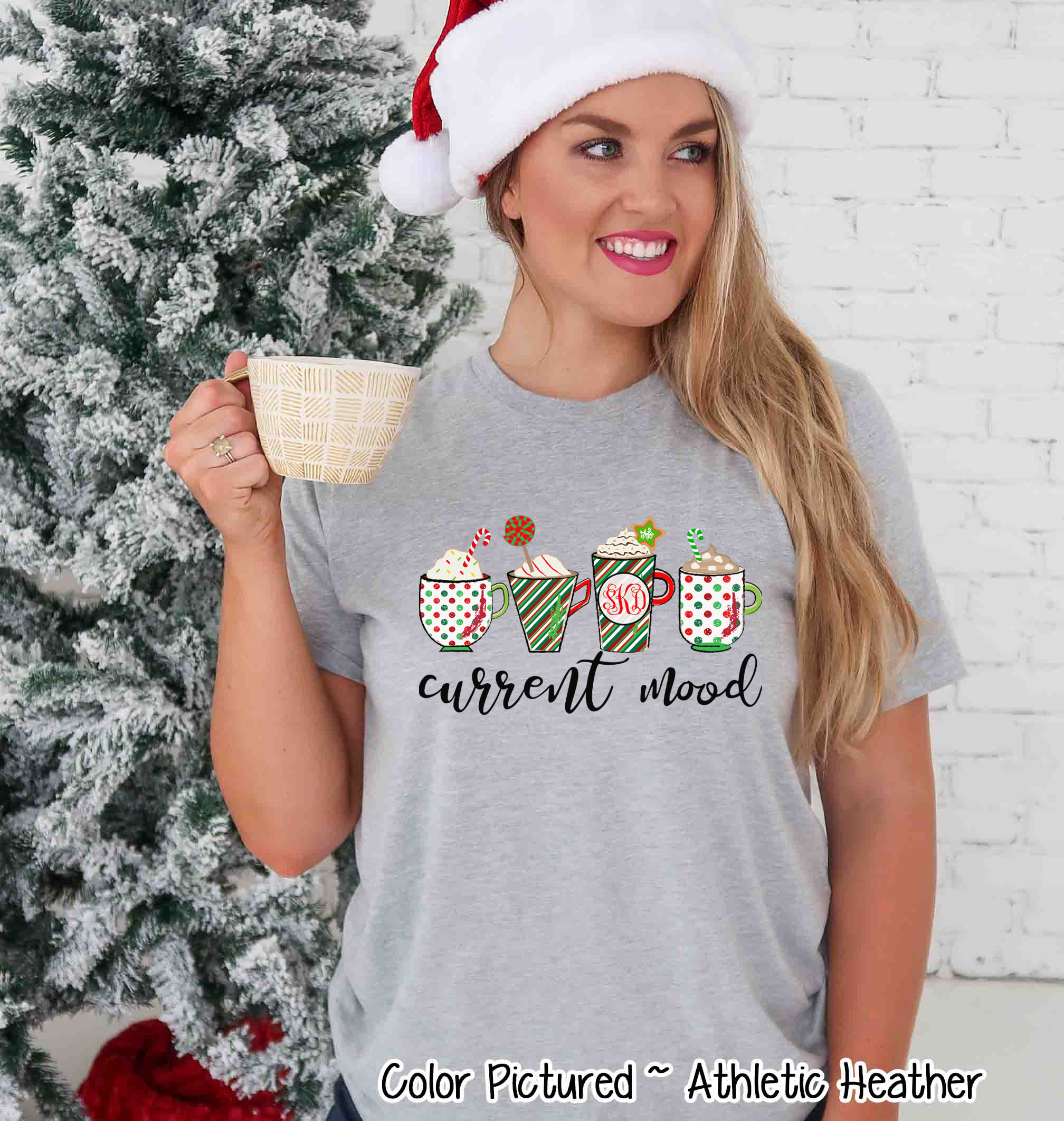 Monogrammed Coffee Latte Current Mood Christmas Tee