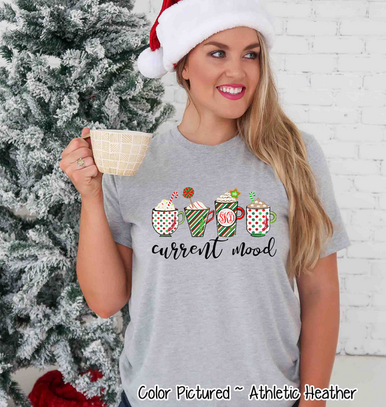 Monogrammed Coffee Latte Current Mood Christmas Tee