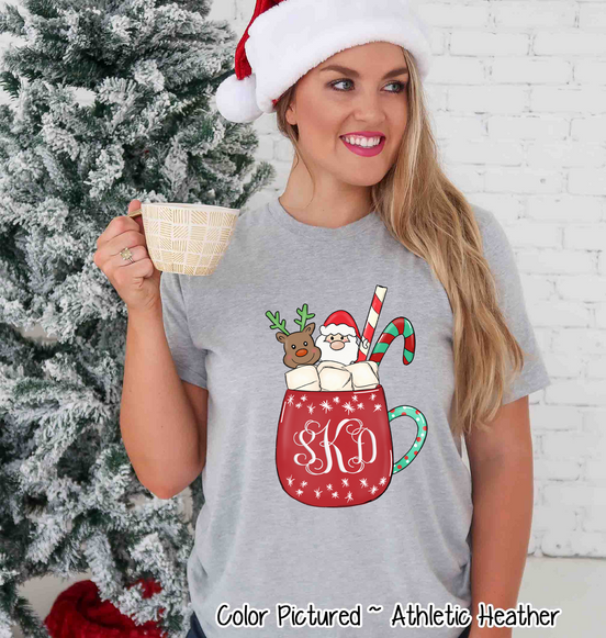 Monogrammed Buffalo Plaid Cristmas Mug Tee