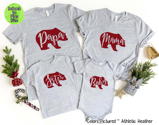 Personalized Family Matching Group Bear Christmas Tee