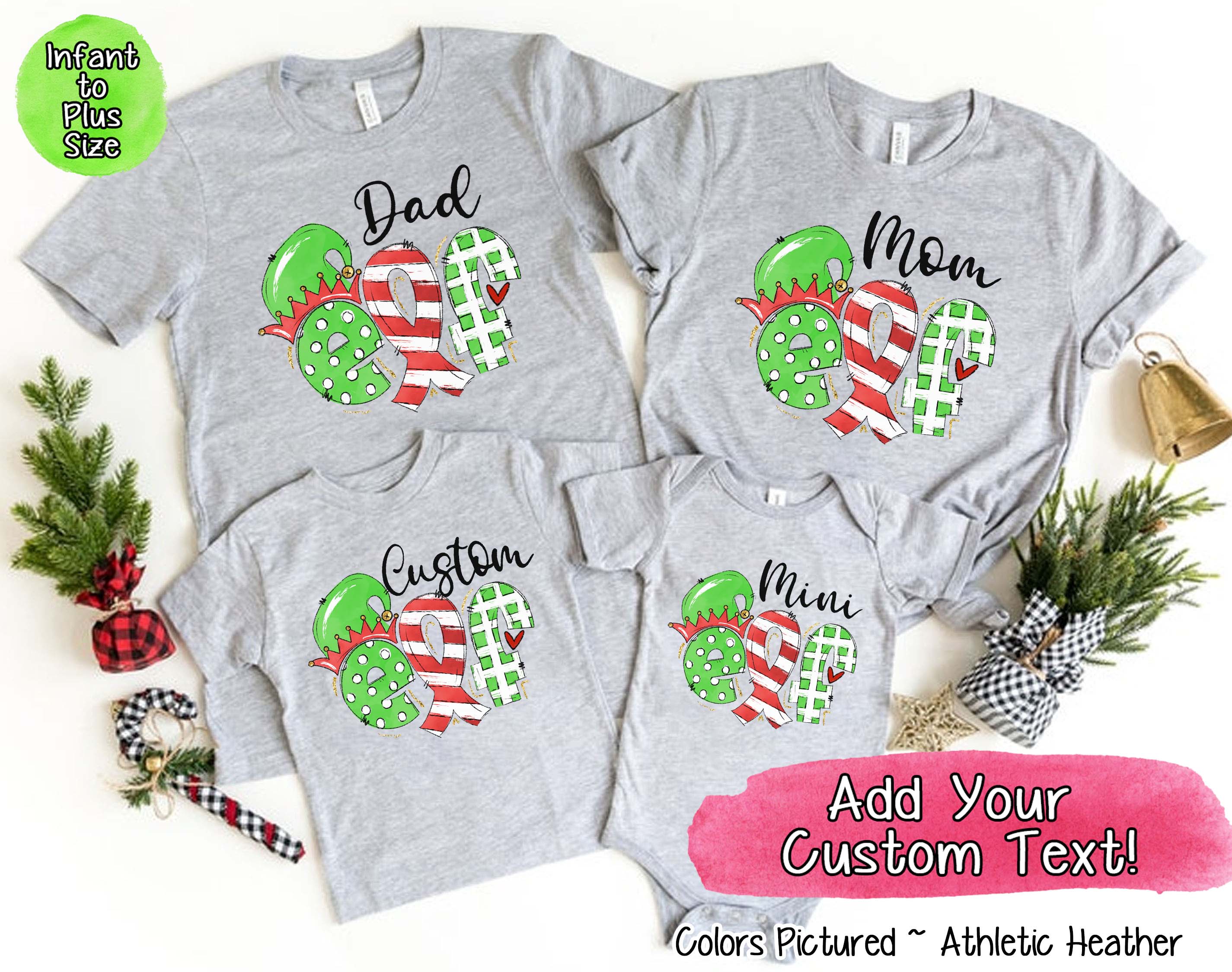 Personalized Family Matching Group Fancy Elf Christmas Tee