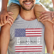 Patriotic Custom Dad-Mom-Grandpa-Grandma-Brother-Etc. Distressed Red White Blue Flag Tee