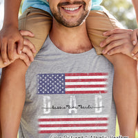 Patriotic Custom Dad-Mom-Grandpa-Grandma-Brother-Etc. Distressed Red White Blue Flag Tee