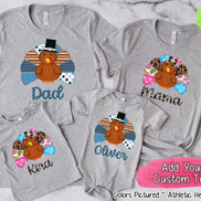 Personalized Pattern Thanksgiving Turkey Family Matching Tee