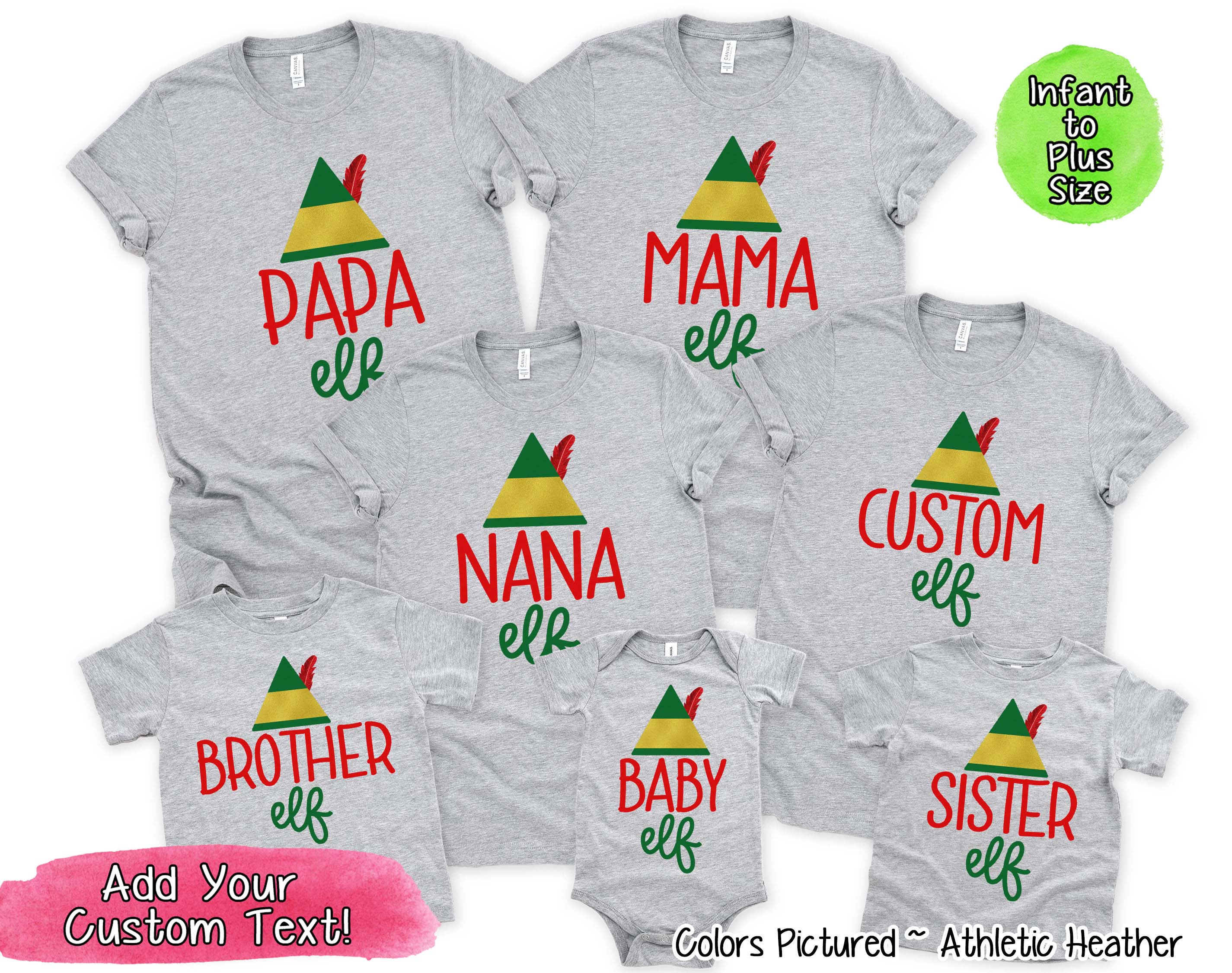 Personalized Family Matching Group Elf Christmas Tee