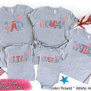 Patriotic Red White Blue Custom Family Matching Name Tee