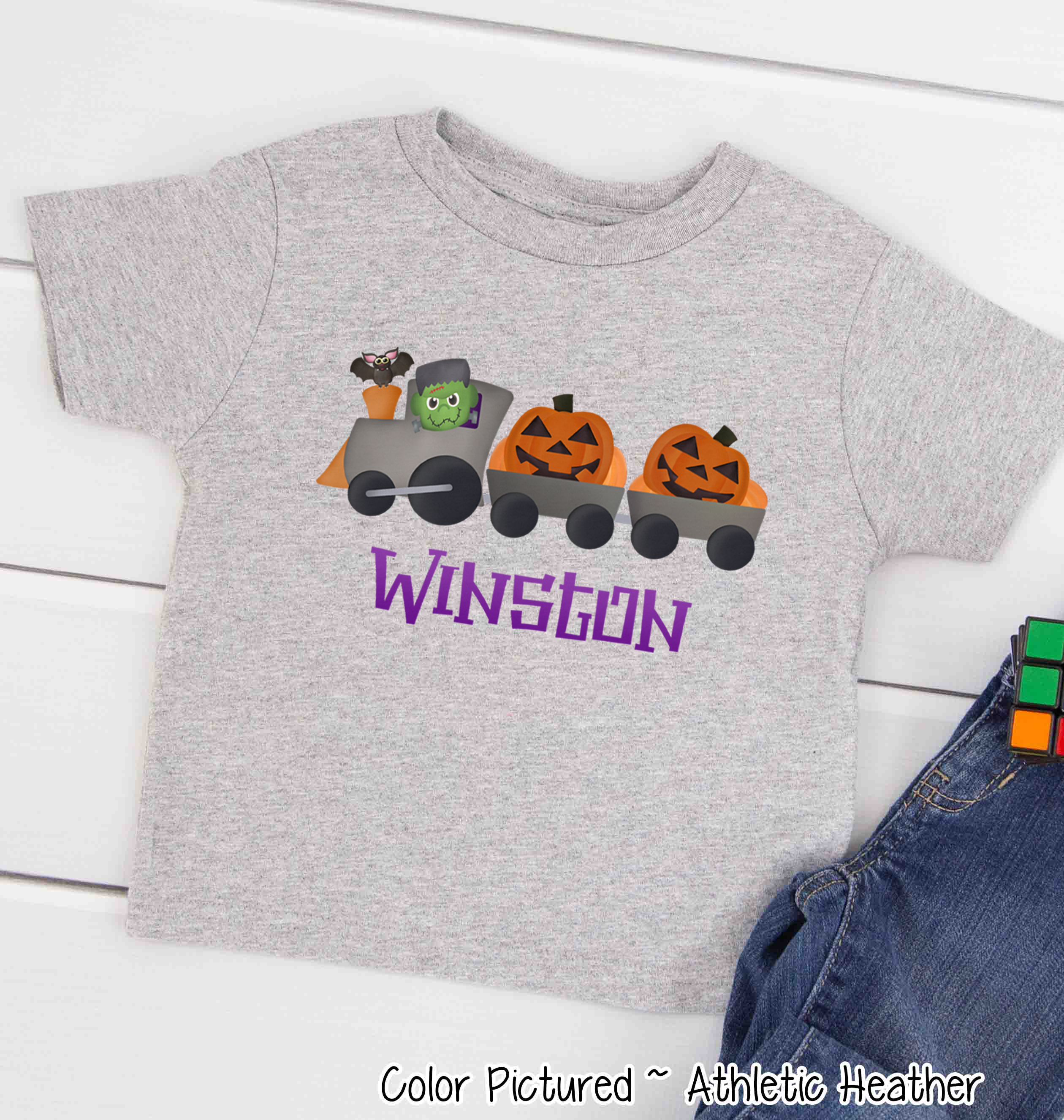 Personalized Frankenstein Train Youth, Toddler, Infant Halloween Tee