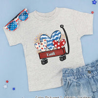 Patriotic Red Wagon Customized with Name Tee