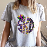 Big Monogram Mardi Gras Print with Mask Accent Tee