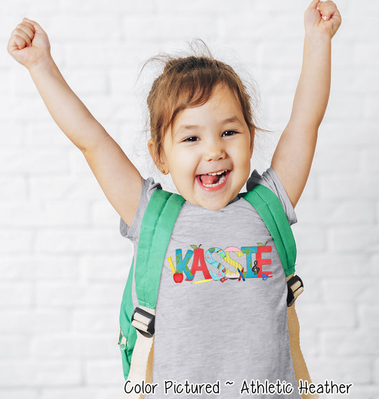 Personalized Doodle School Supplies Name Tee