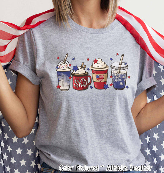 Patriotic Coffee Lovers Latte Monogram Tee