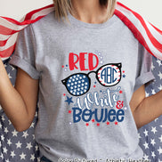 Red White & Boujee Cute Monogram Tee