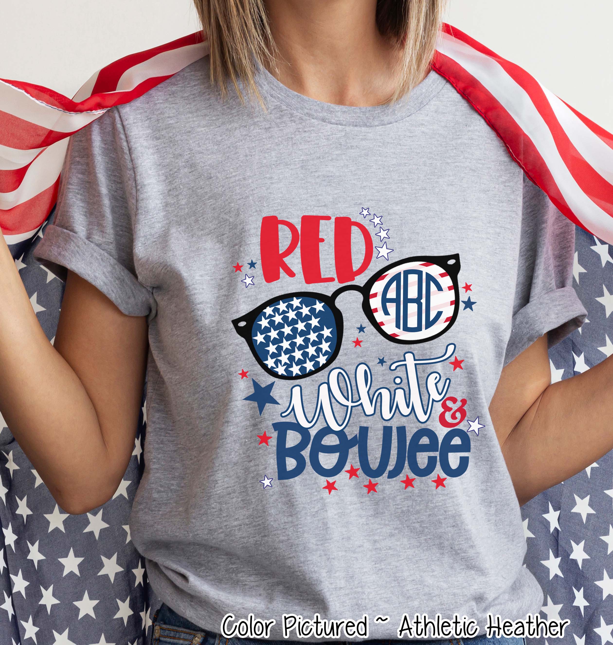 Red White & Boujee Cute Monogram Tee