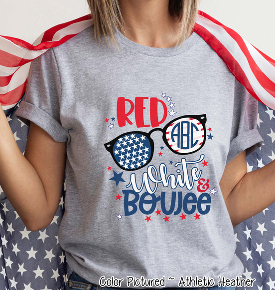 Red White & Boujee Cute Monogram Tee