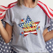 Patriotic Flag Star with Monogram Tee