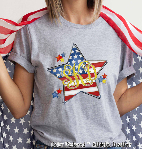 Patriotic Flag Star with Monogram Tee