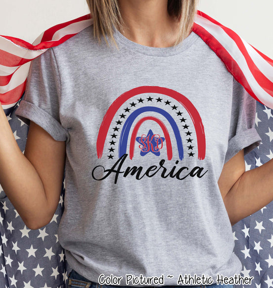 Patriotic Rainbow Monogram Tee