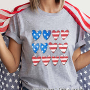 Red White and Blue Hearts Patriotic Flag Tee