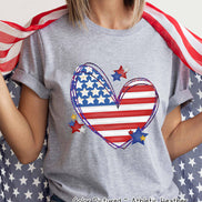 Flag Heart Fun Patriotic Tee