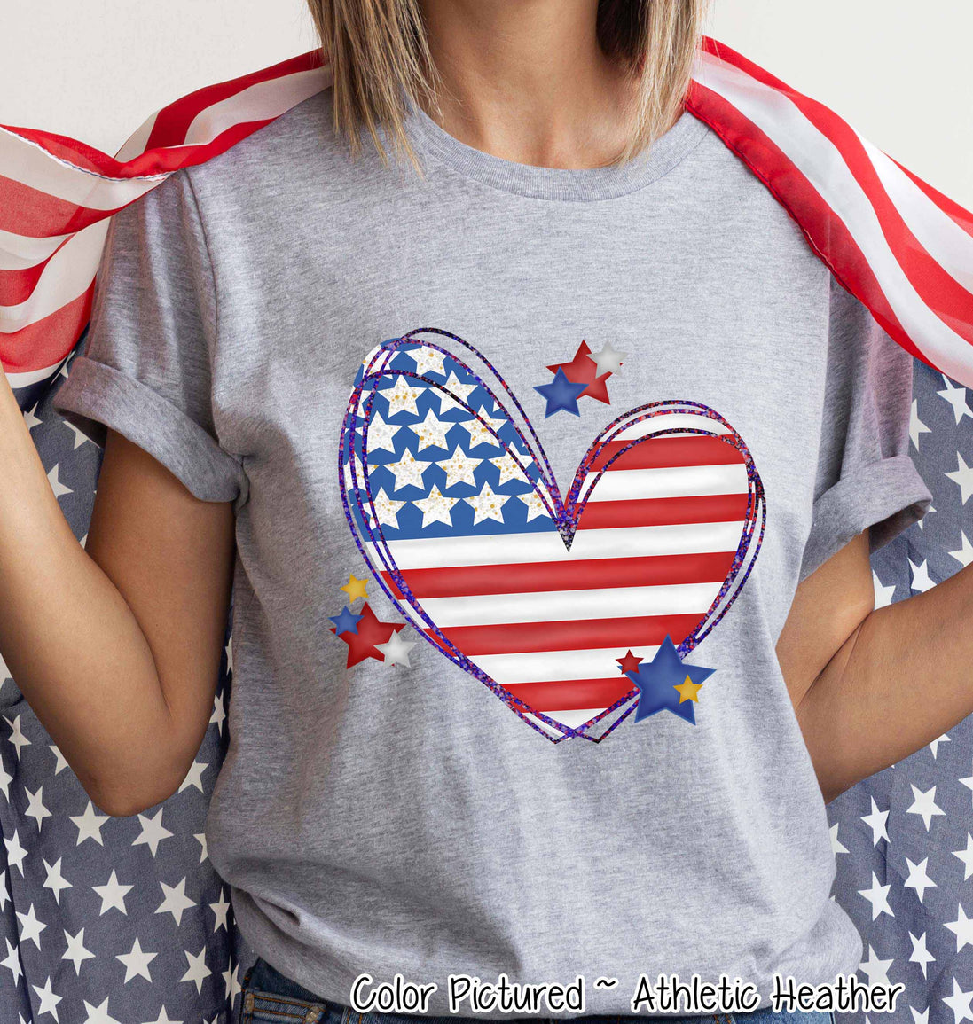 Flag Heart Fun Patriotic Tee