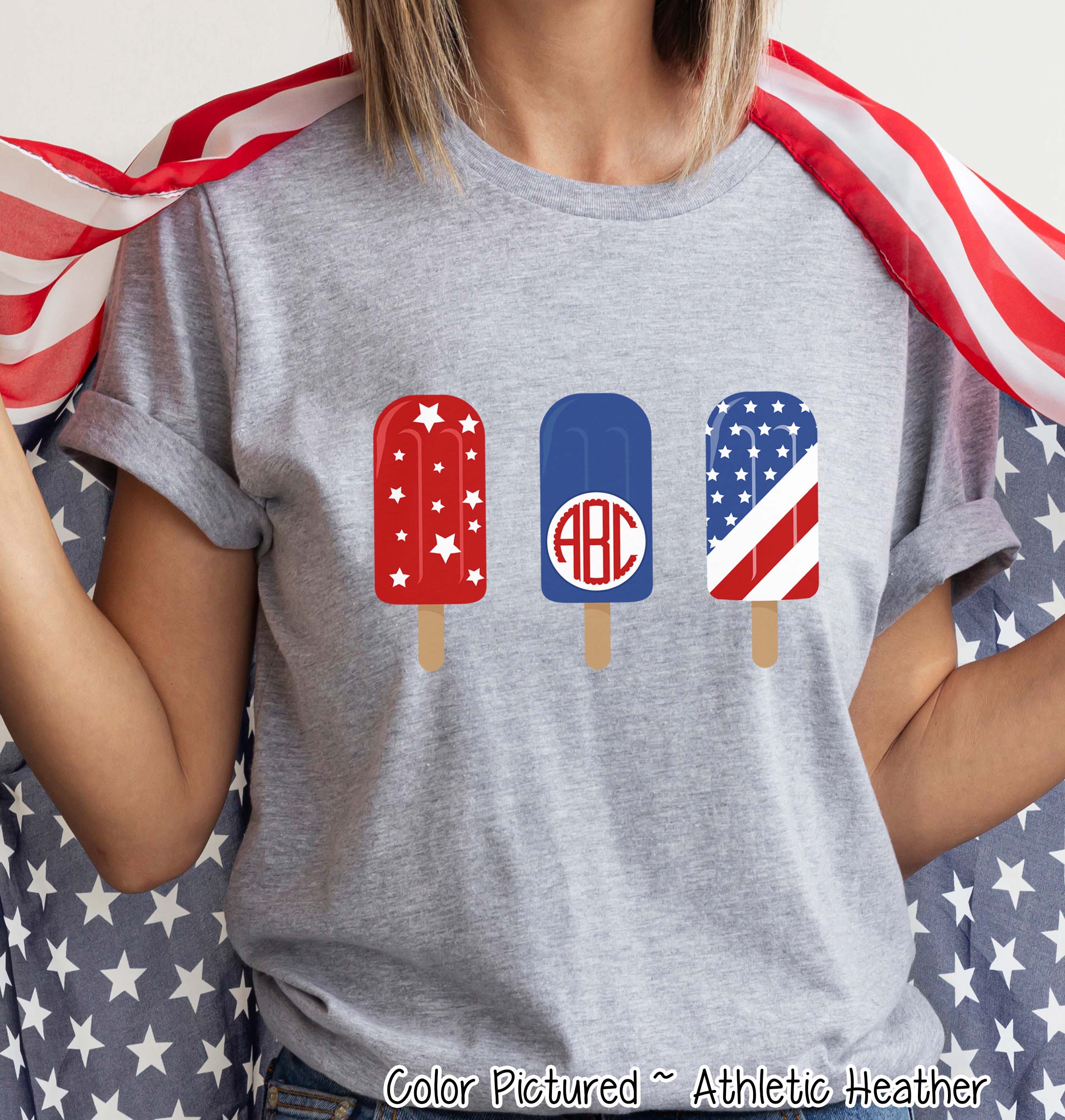 Patriotic Popcicles Monogram Tee
