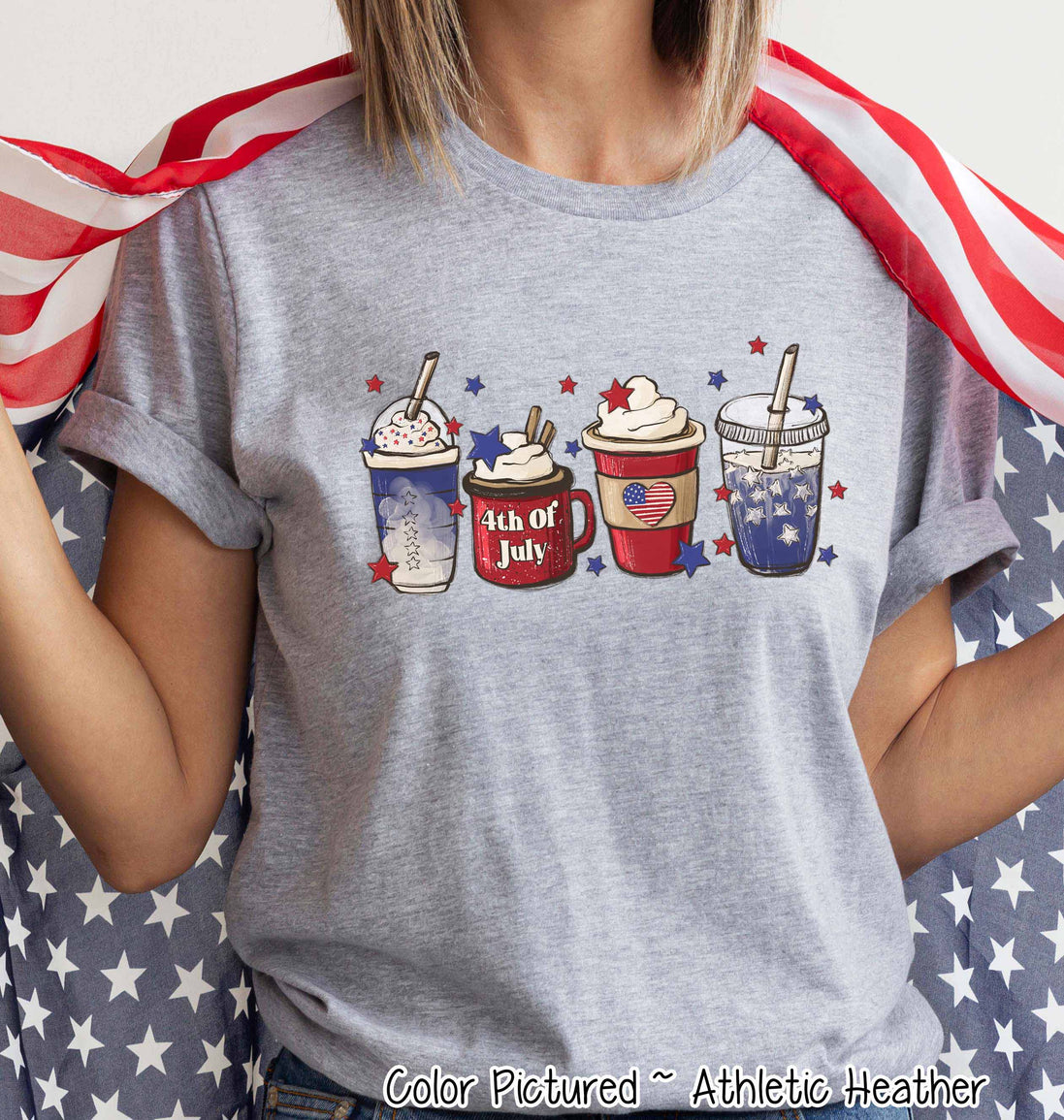 Patrotic Coffee Lovers Latte July 4th Tee