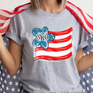 American Wavy Flag with Monogram Tee