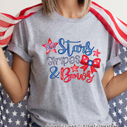 Patriotic Stars Stripes & Bows Monogram Tee