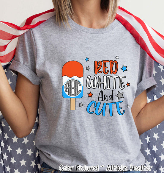Patriotic Red White & Cute Monogram Tee