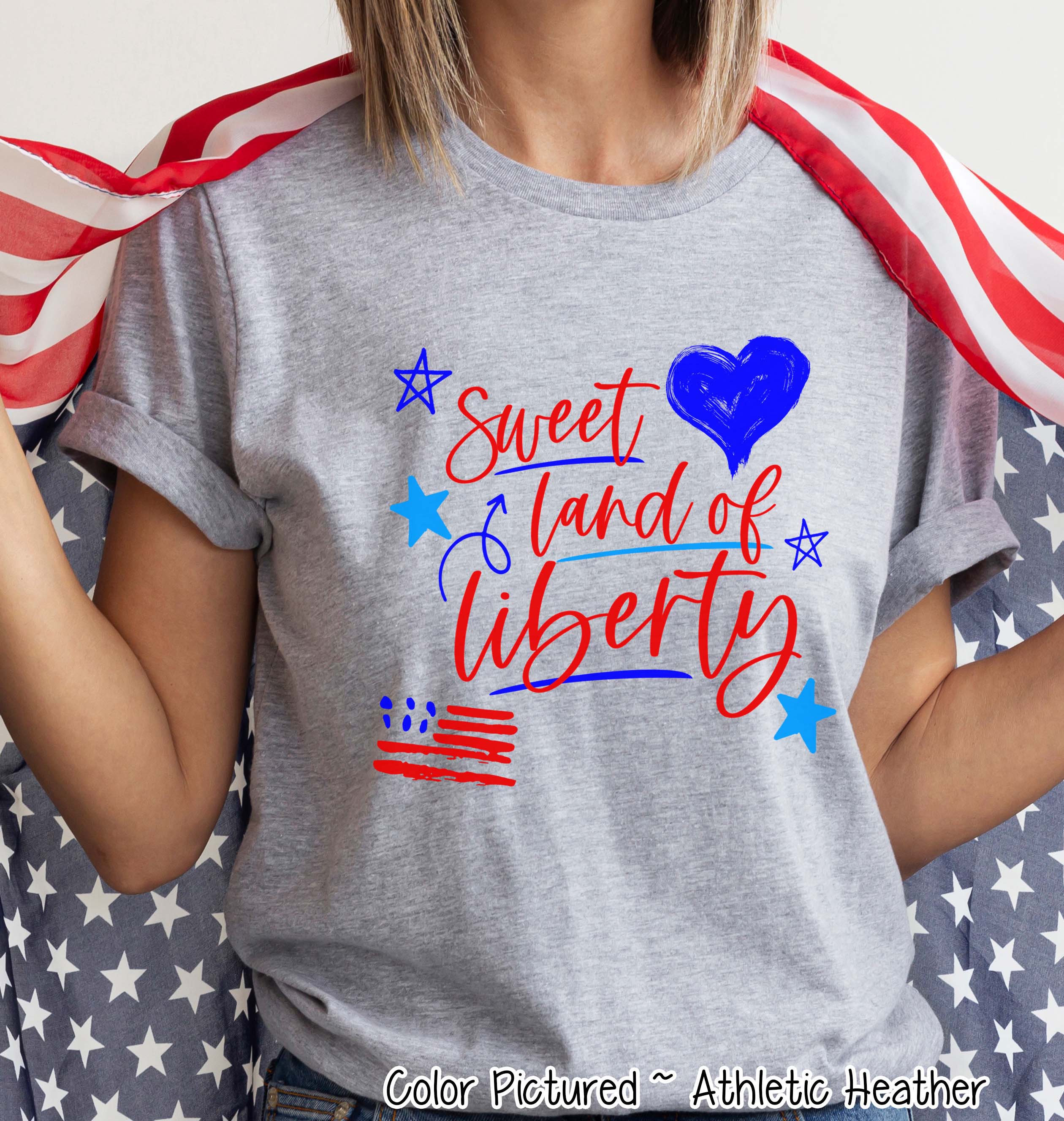 Sweet Land of Liberty Doodle Patriotic Tee