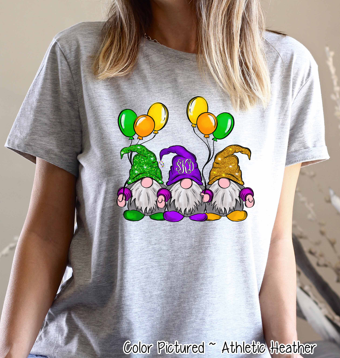 Monogram Gnomes Mardi Gras Tee