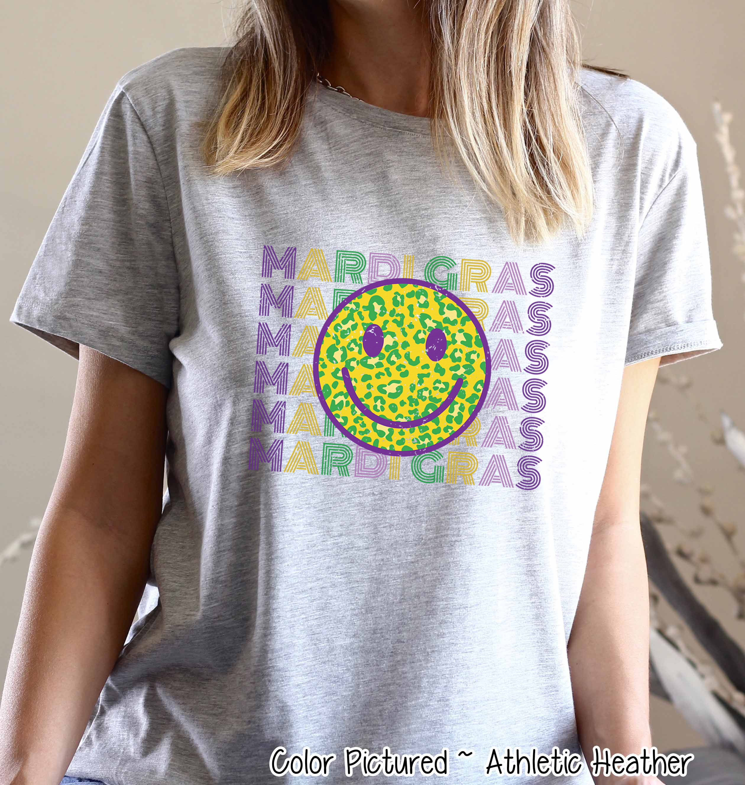 Smiley Face Happy Face Mardi Gras Tee