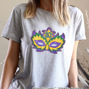 Monogram Watercolor Mardi Gras Mask Tee