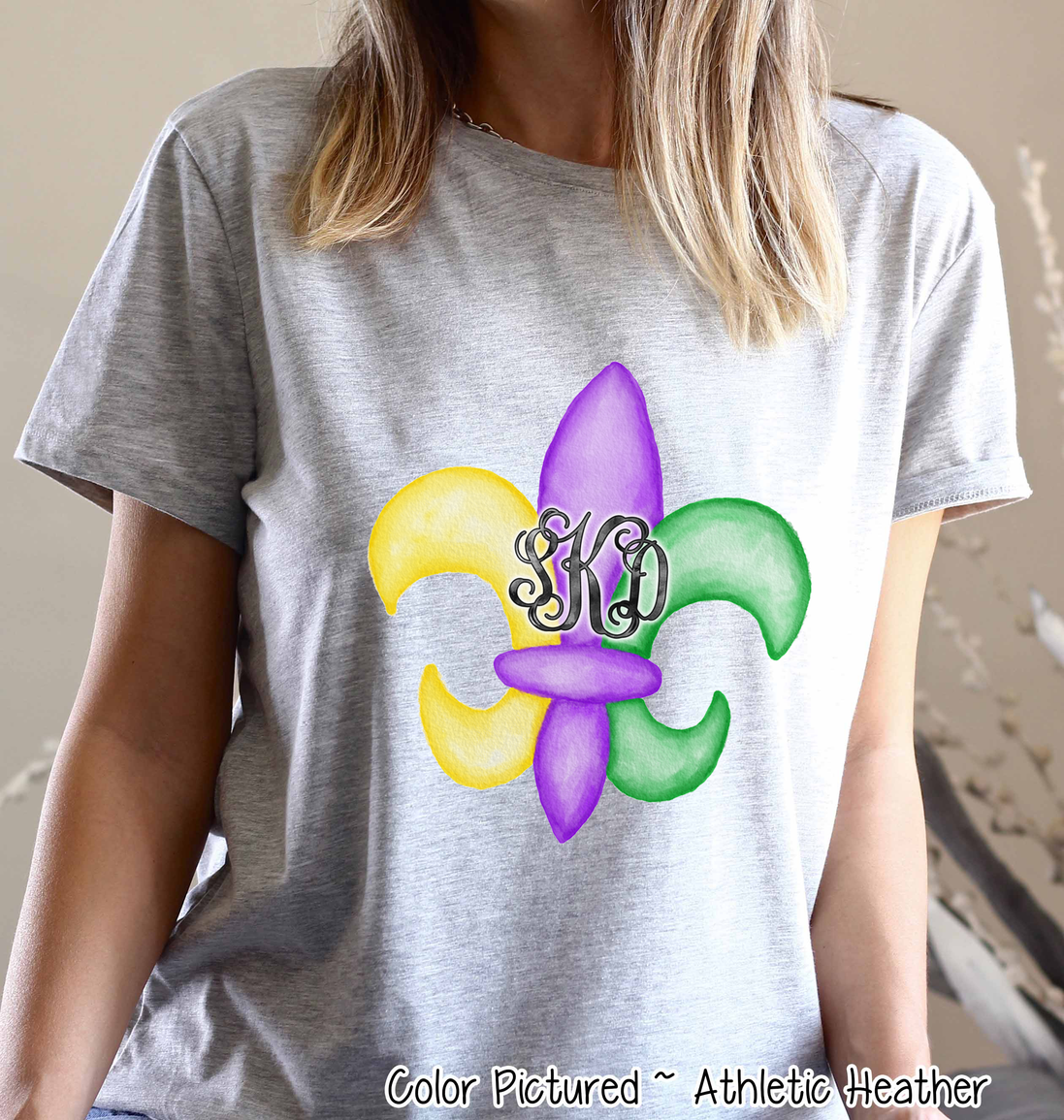 Monogram Fleur De Lis Mardi Gras Tee