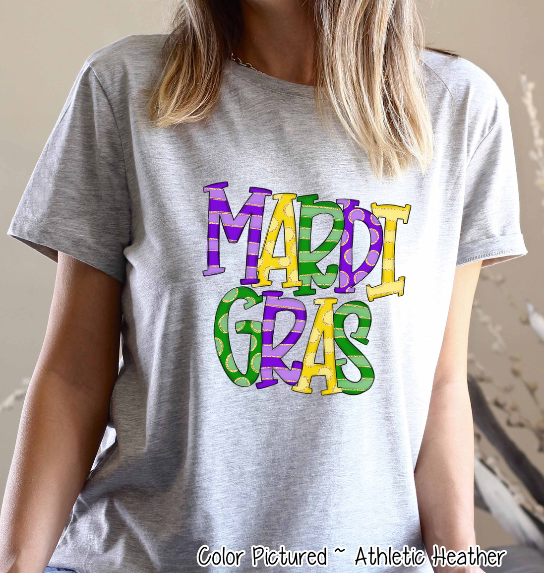 Mardi Gras Doodle Letters Tee