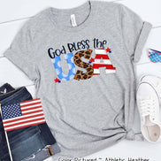 God Bless the USA Leopard Accent Tee