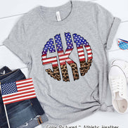Big Monogram Patriotic Scallop Flag and Leopard Tee