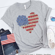 Floral Heart Flag Patriotic Tee